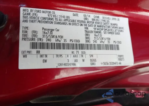 2014 Ford Focus Se из США, поврежденный, VIN 1FADP3K2XEL273083